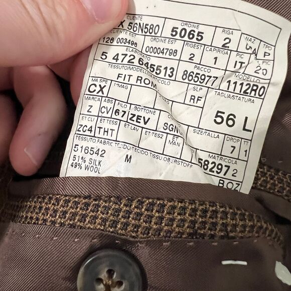 Ermenegildo Zegna Trofeo Silk Brown Glen Plaid Blazer 56L (IT)/46L (US) - Picture 3 of 7